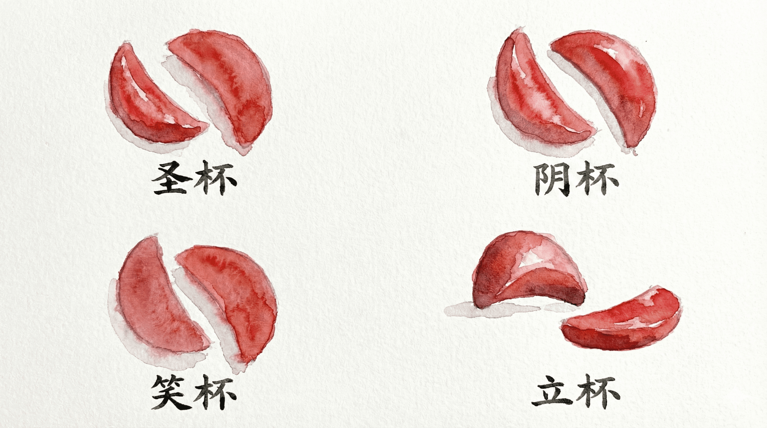 Illustration explaining Divine, Laughing, and Yin cups